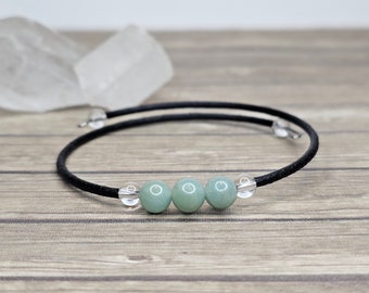 Amazonite Beads Bracelet ~ Clear Quartz Bracelet - Amazonite Jewellery ~ Gemstone Bracelet ~ Unique Jewellery Bracelet Gift