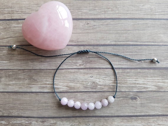 Kunzite bracelet opens heart to energies of love self love emotional healing ease stress calm panic attacks and chronic anxiety Etsy