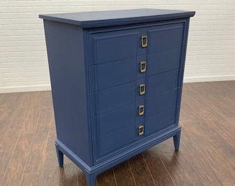 Vintage MCM Tall Chest - Cobalt Blue