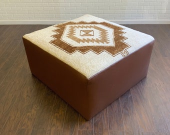 Vintage Rug Upholstered Ottoman
