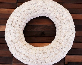Large Wood Flower Wreath - 31"