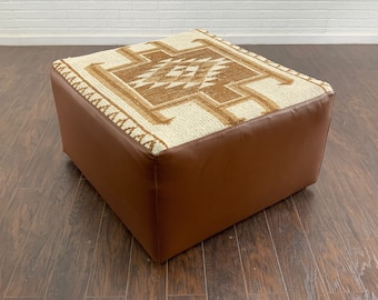 Vintage Rug Upholstered Ottoman