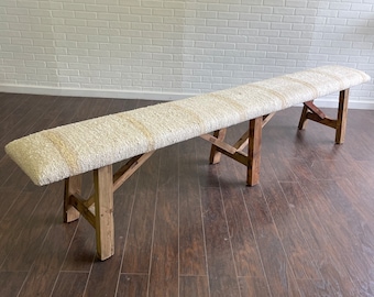 SOLD****XL - Vintage Rug Upholstered Wood Bench****SOLD