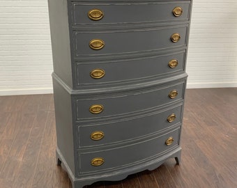 Vintage Traditional Tall Chest of Drawers - Slate Gray