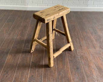 Vintage Reclaimed Elm Wood Seat