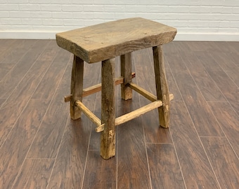 Vintage Reclaimed Elm Wood Seat