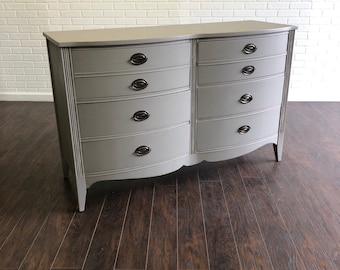 Vintage Double Bow Dresser - Ash Gray
