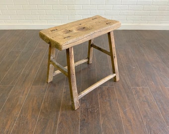 Vintage Reclaimed Elm Wood Seat