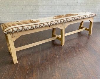 LG - Vintage Rug Upholstered Wood Bench