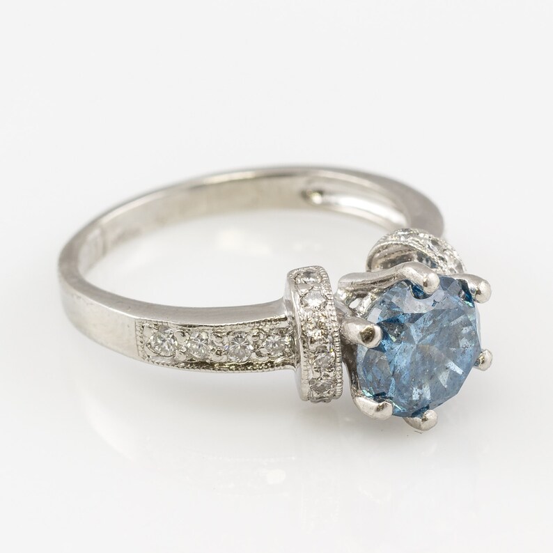 Platinum Blue Diamond Ring Engagement | Etsy