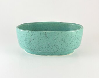 UPCO Pottery MCM Aqua Speckle Oval Planting Dish