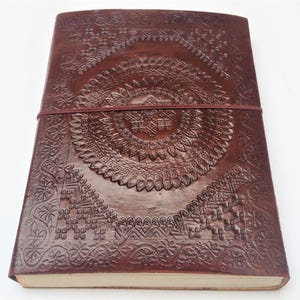 Large Leather Journal, Mandala Leather Journal, Refillable Journal, Scrapbook, Notebook, Diary, Sketchbook, Wedding Book image 3