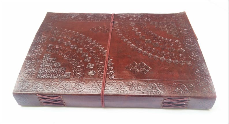 Large Leather Journal, Mandala Leather Journal, Refillable Journal, Scrapbook, Notebook, Diary, Sketchbook, Wedding Book image 2