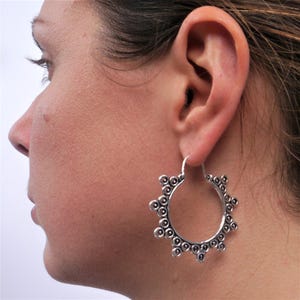 Silver Hoop Earrings, Hoop Earrings, Boho Earrings, Tribal Jewellery, Ethnic Jewellery, Silver Jewellery