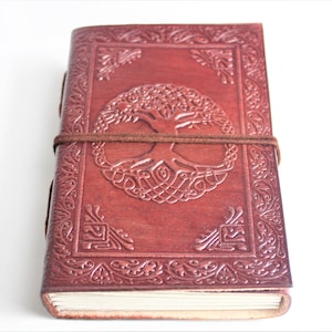 Pocket Sized Tree of Life Leather Journal (12.7cm x 9cm), Journal, Notebook, Diary, Mandala Notebook, Sketchbook, Small Journal