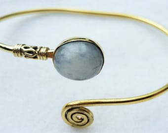 Tribal Brass Bracelet, Moonstone Bracelet, Moonstone, Brass Bracelet, Brass Bangle, Boho Jewellery, Tribal Jewellery,