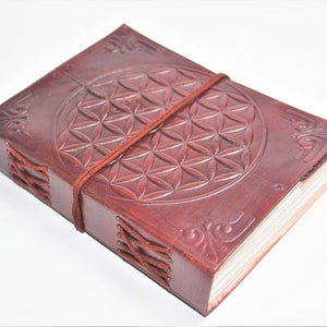 15 cm X 12 cm Flower of Life Leather Journal, Journal, Notebook, Diary, Mandala Notebook, Sketchbook.