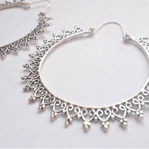 Silver Hoop Earrings, Hoop Earrings, Boho Earrings, Tribal Jewellery, Ethnic Jewellery, Silver Jewellery