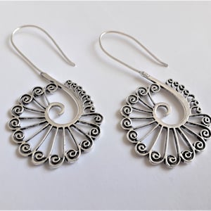 Pendientes Espiral de Plata, Pendientes de Plata, Pendientes, Pendientes Boho, Joyería Tribal, Joyería Étnica, Joyería de Plata