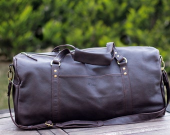 Duffle bag, Italian leather duffel, leather duffle travel bag, leather weekender, mens womens duffel, overnight duffle, sports gym bag