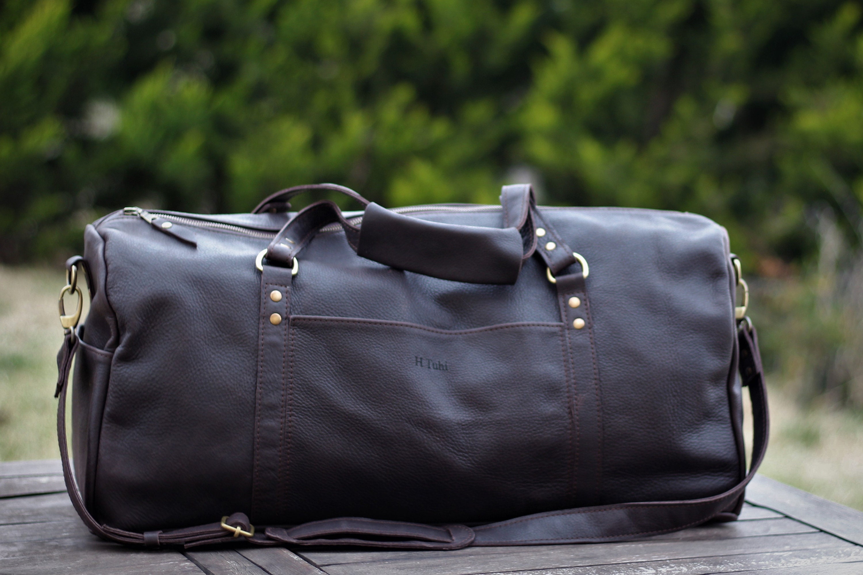 VALISE EN CUIR véritable bagage exclusif week-end cabine chariot de