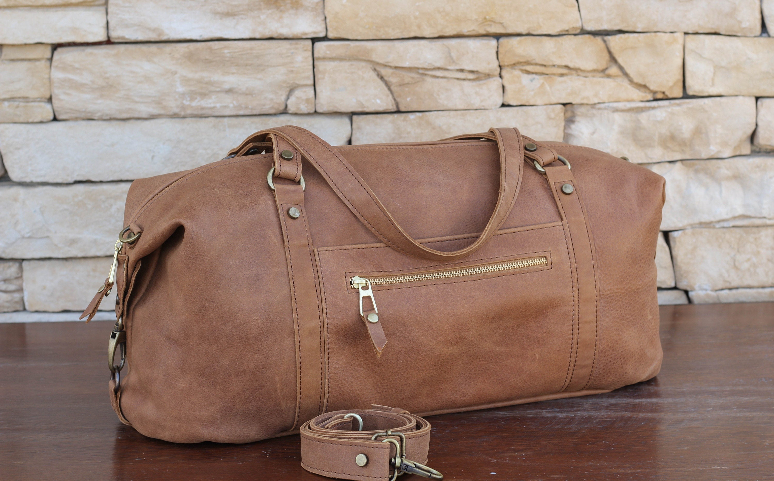 Womens Leather Travel Duffle Bag Madly Indian