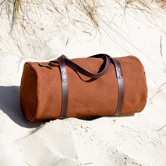Italian Nubuck Leather Duffel Bag – Round Travel Weekender