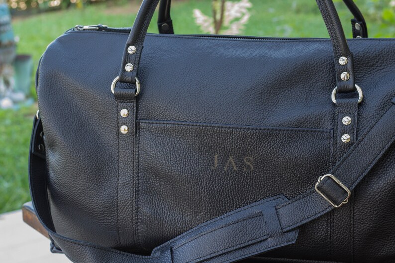 Black Color Leather Duffle Bag Mens Womens Leather Duffle Etsy