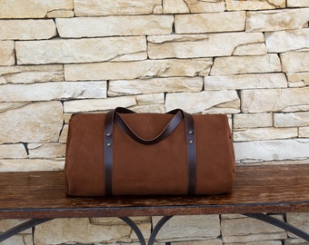 Leather duffel, soft Italian leather round duffel bag, weekender bag, men women duffle, overnight travel bag, gym bag, anniversary gift