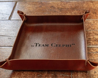 Italian leather tray, valet catchall tray, desk storage, apartment decor, luxury anniversary, graduation, wedding custom gift, personalized