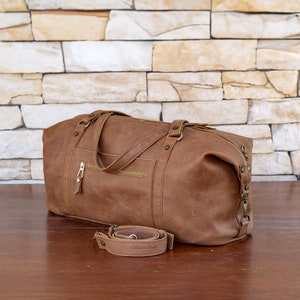 Leather duffel bag handmade of Italian leather, mens women&#39;s leather travel bag, leather handbag, gym sports bag, overnight weekender bag