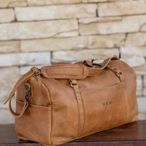 Leather duffle bag of Italian leather, weekender duffel bag for men and women, a lined overnight travel bag, gym sports bag, an ideal gift