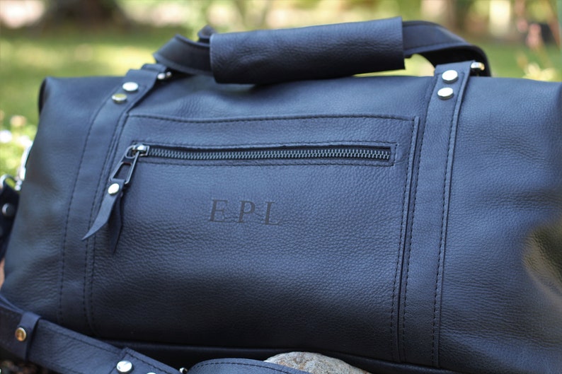 Weekender overnight bag handmade of black italian leather mens womens leather travel handbag,leather duffle bag gym sports leather bag