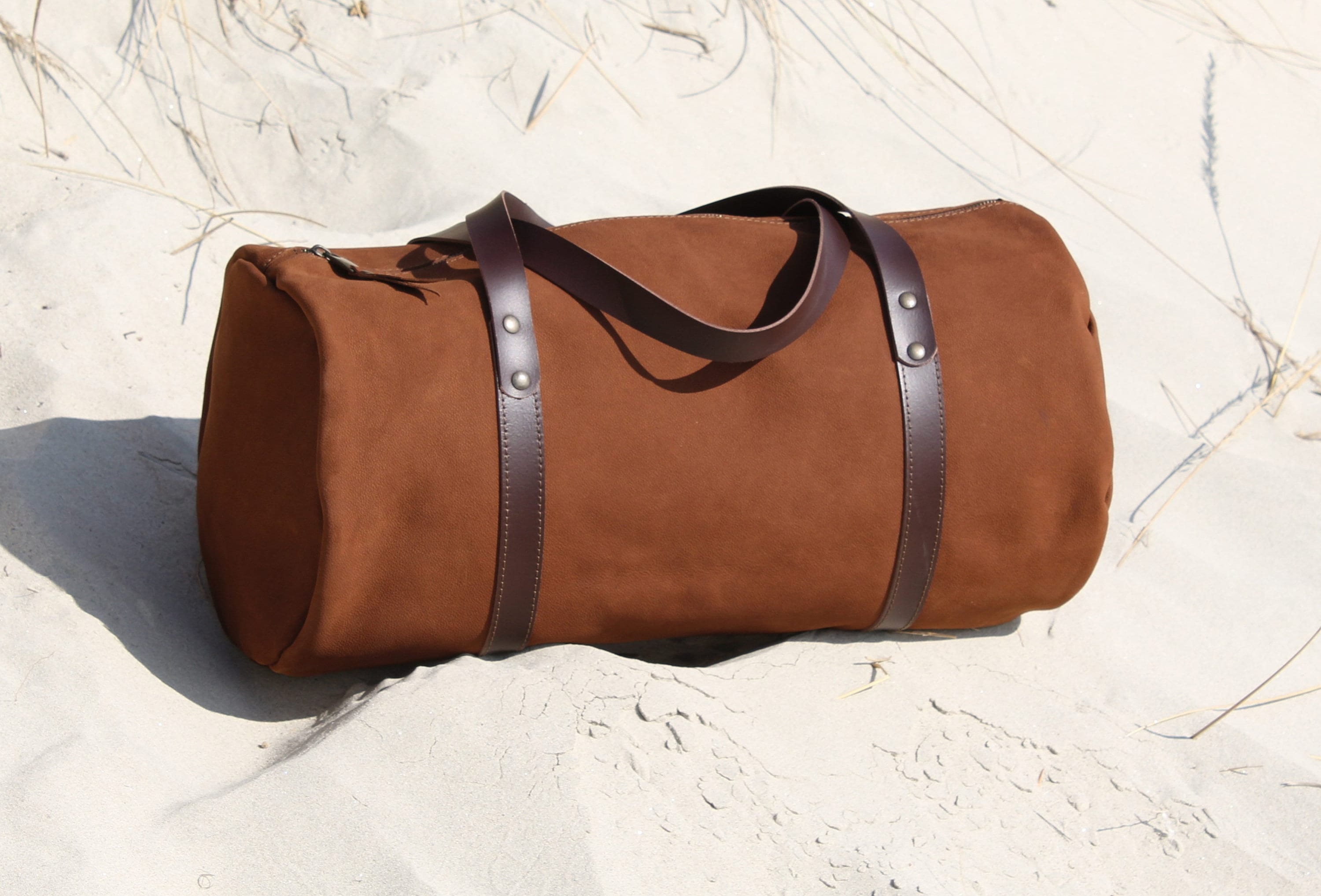 Italian leather duffle round duffel bag leather weekender Etsy