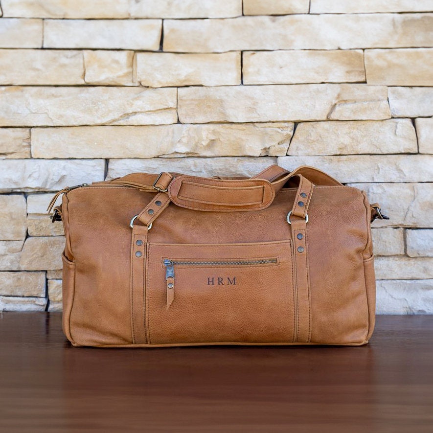 Vintage full grain leather duffle bag made of vegetable tanned leather hotsell