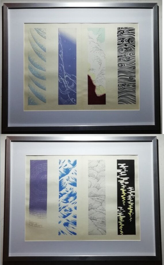 Paintings 2 Original Japanese Prints Study of Water Etsy