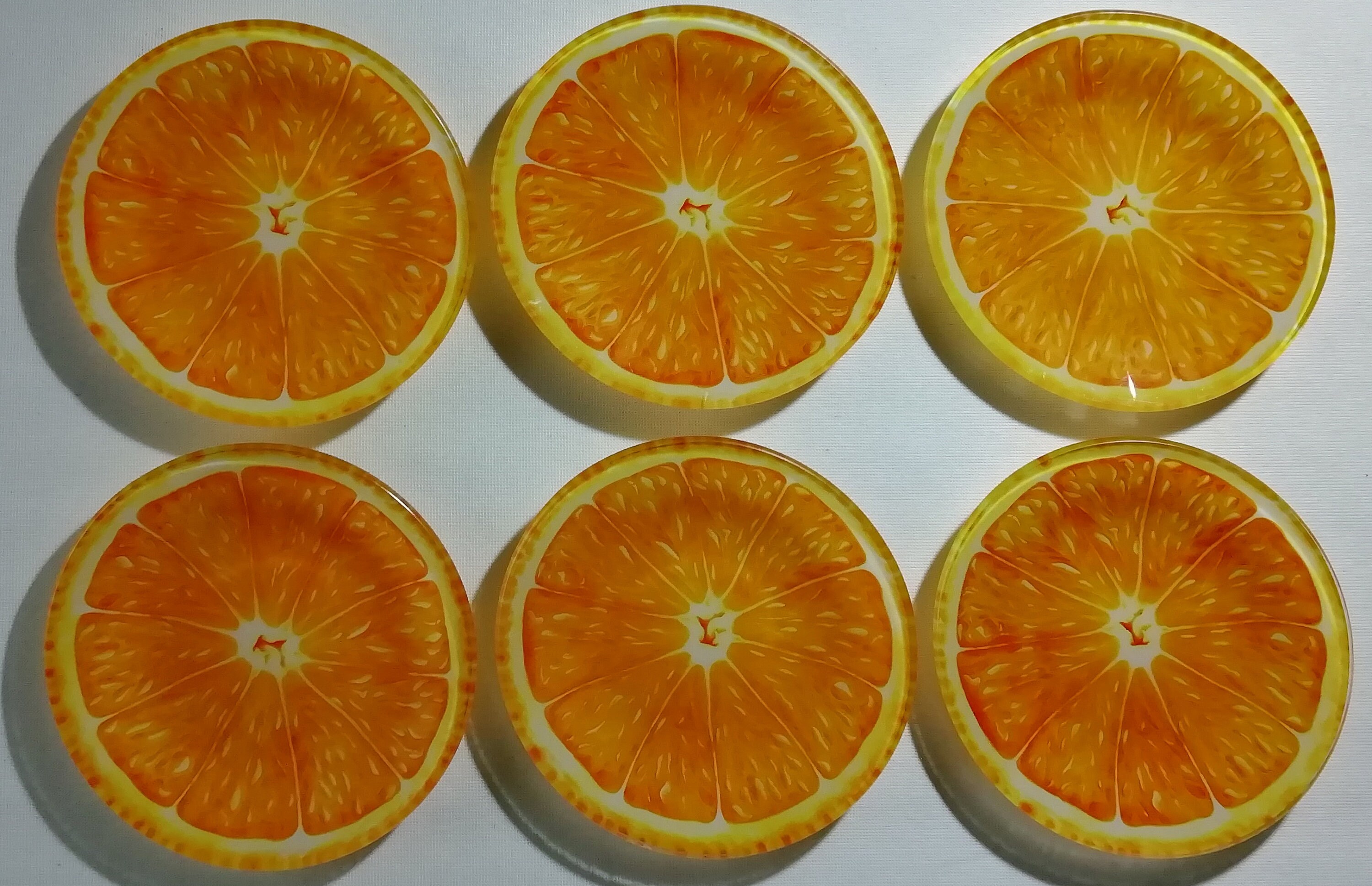 6 Assiettes en Verre avec Décor de Fruit - Oranges Tranchées