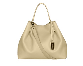 Bolso de cuero de color beige HOFFMANN