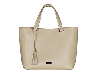 Bolso de cuero de color beige gris HOFFMANN