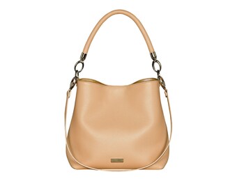 Bolso de cuero de color beige nude HOFFMANN