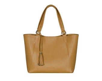 Bolso de cuero de color beige  cappuccino HOFFMANN