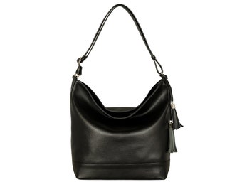 Leather handbag handmade women shoulder bag oversize large hobo crossbody tote made to order custom convertible purse handle HOFFMANN black