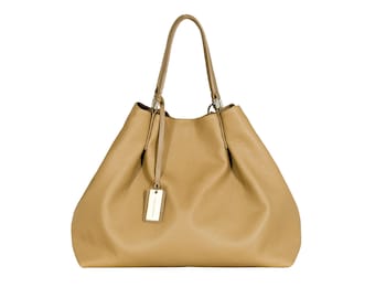 Bolso de cuero de color beige HOFFMANN