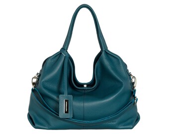 Bolso de cuero de color turquesa oscuro HOFFMANN