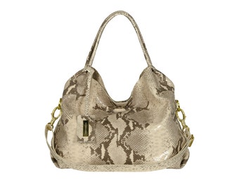 Bolso de cuero de color beige ecru HOFFMANN