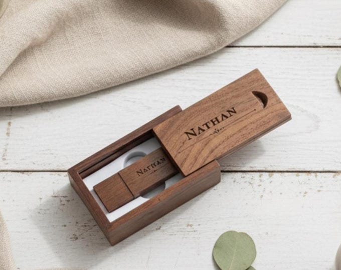 Personalized Wooden USB 32GB, Engraved USB In a box, Wedding Flash Drive, Memory Drive, Custom Flash Drive, Memory Stick
