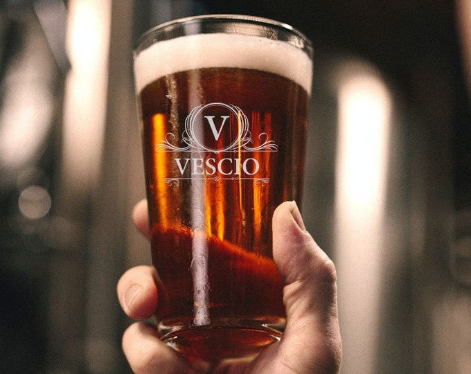 Personalized Beer Glass for him, Engraved Beer Glass, Groomsman Beer Glass, Beer Lovers, Customized Glass, Monogrammed Glass, Gift for him