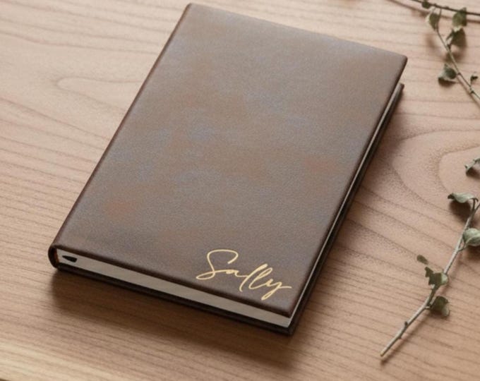 Personalized Faux Leather Journal: Custom Engraved Lined Notebook