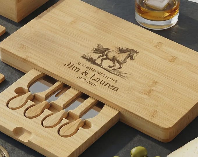 Personalized Charcuterie Board – Horse-Lover Couple: Custom Engraved  Cheese Board, Housewarming, Kitchen Decor, Wedding, Hosting Gift
