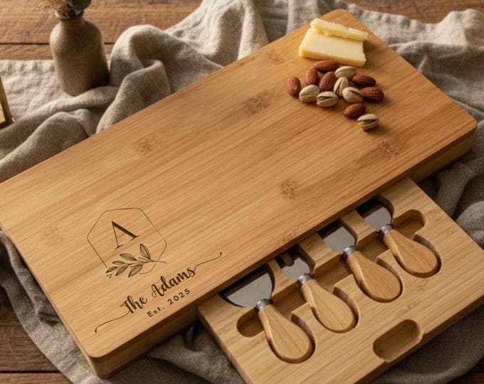 Personalized Charcuterie Board Set: Monogrammed Cheese Board - Housewarming Gift